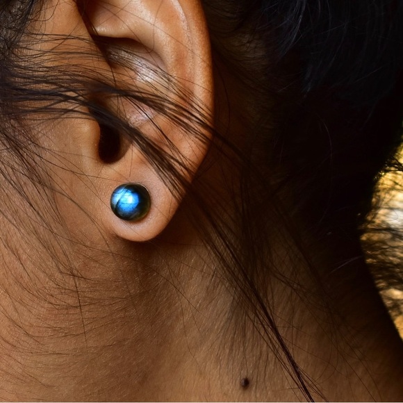 Etsy Sterling Silver Labradorite Studs - Picture 2 of 6